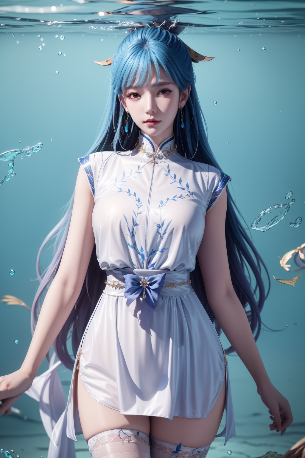 underwater,  Thigh exposed,  thighhighs on Tensor.Art