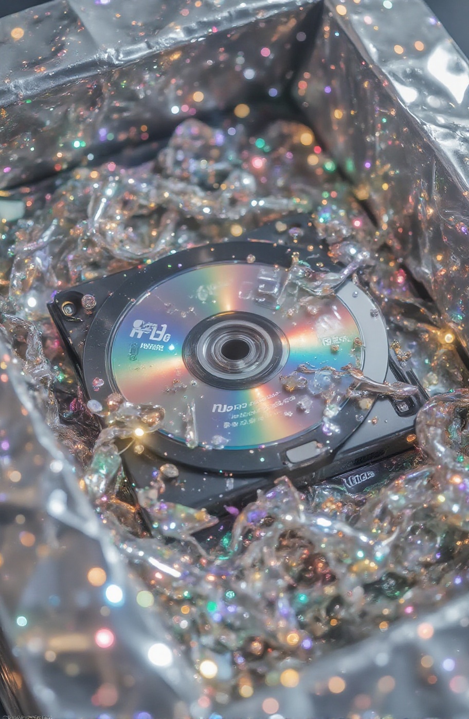 Close-up: The exquisite,  gorgeous and shining "CD" themed special treasure box. The treasure box cover is exquisitely des...
