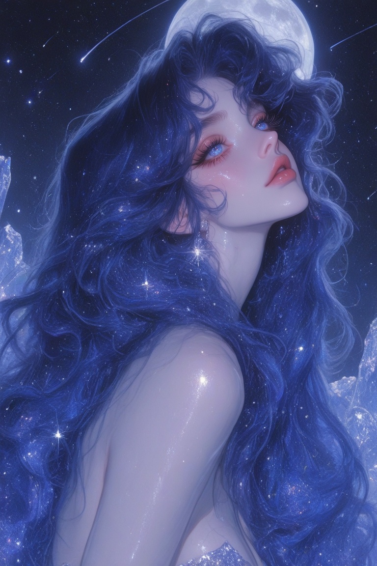 1girl,  night,  moon background on Tensor.Art