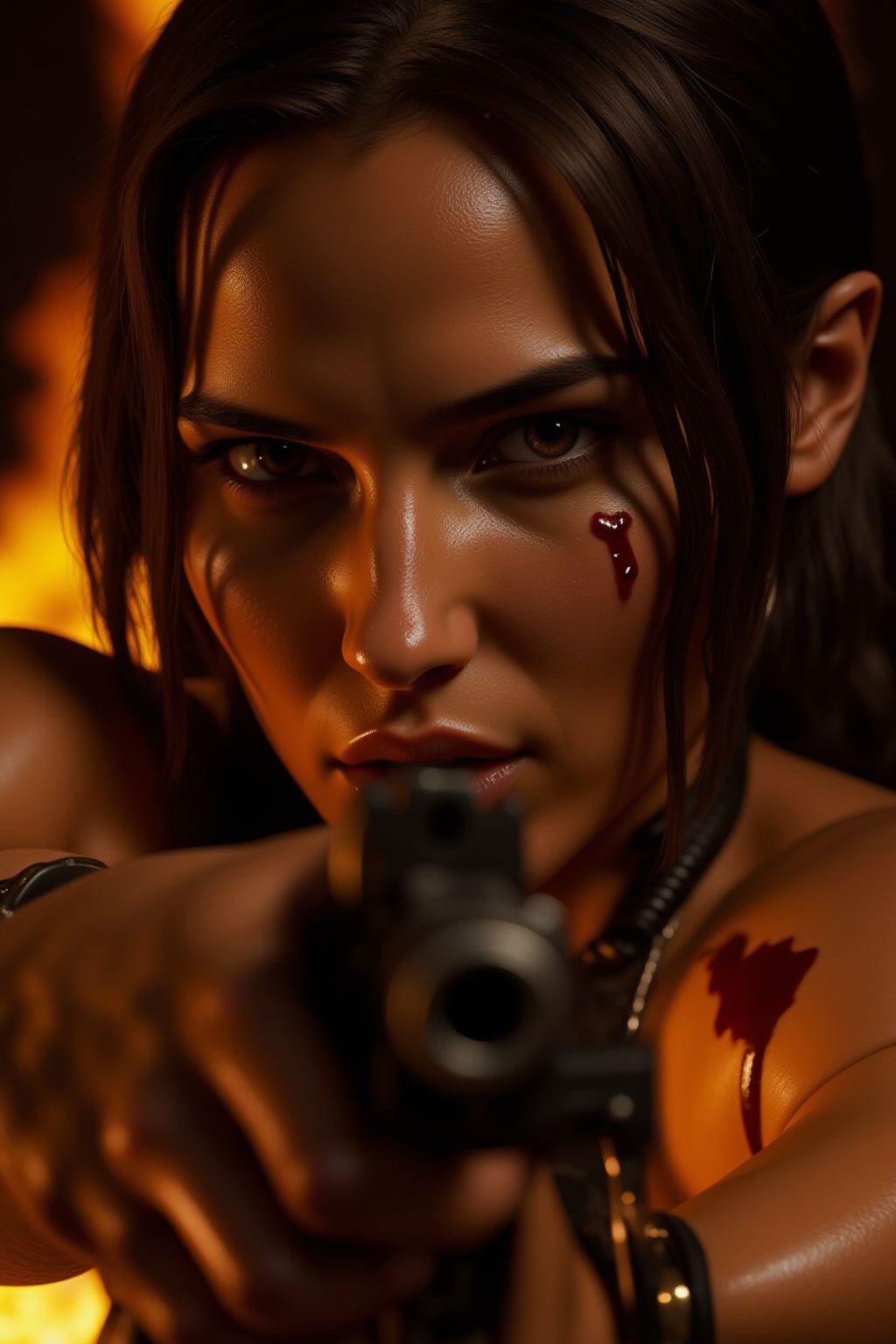 L@raCr0ft,  raw photo taken by nikon dslr with a telephoto lens,  Insanely detailed and intricate. A close-up featuring La...