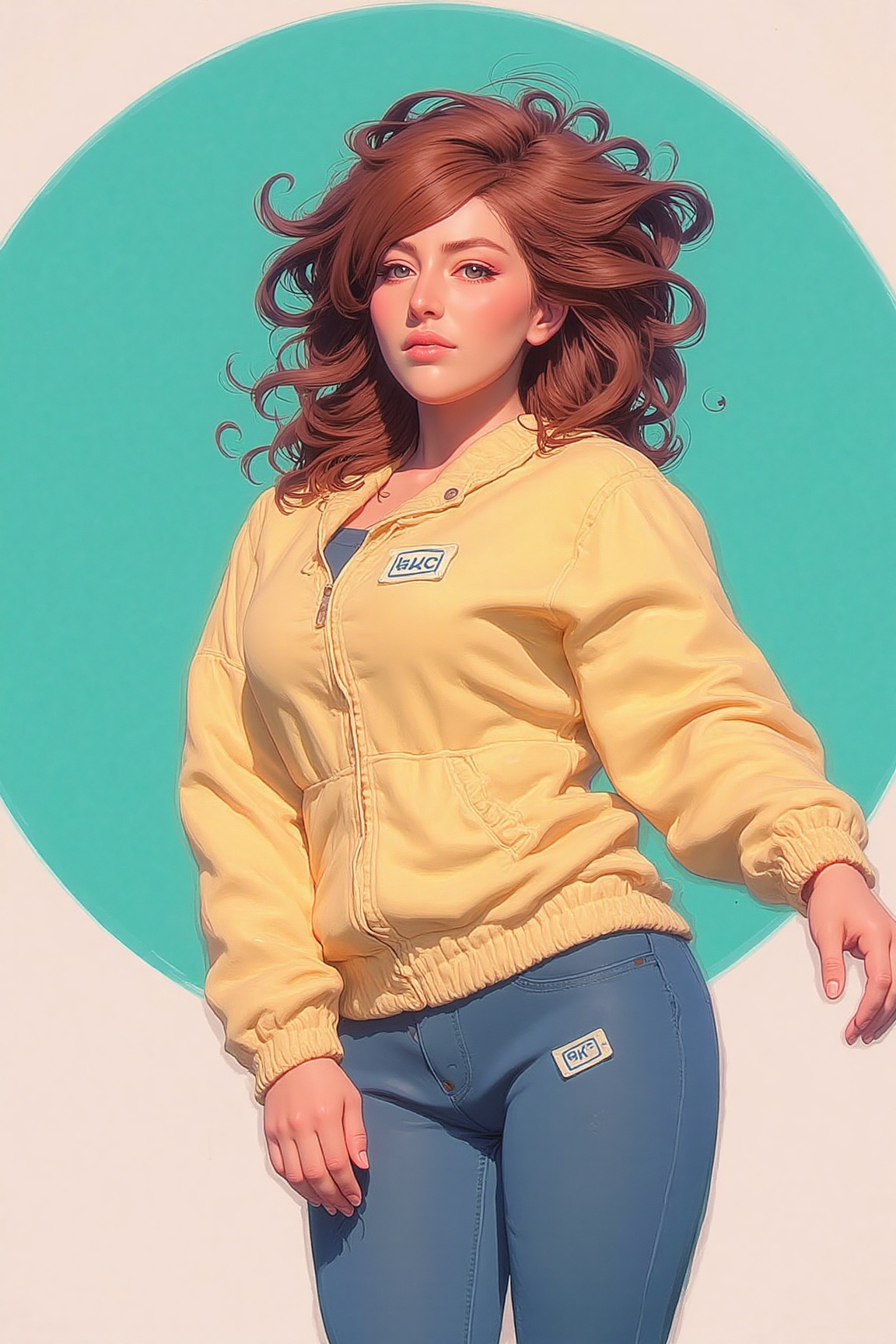 Anime illustration. Kawaii style. 16yo girl. Wearing 1990s Verace clothing. on Tensor.Art