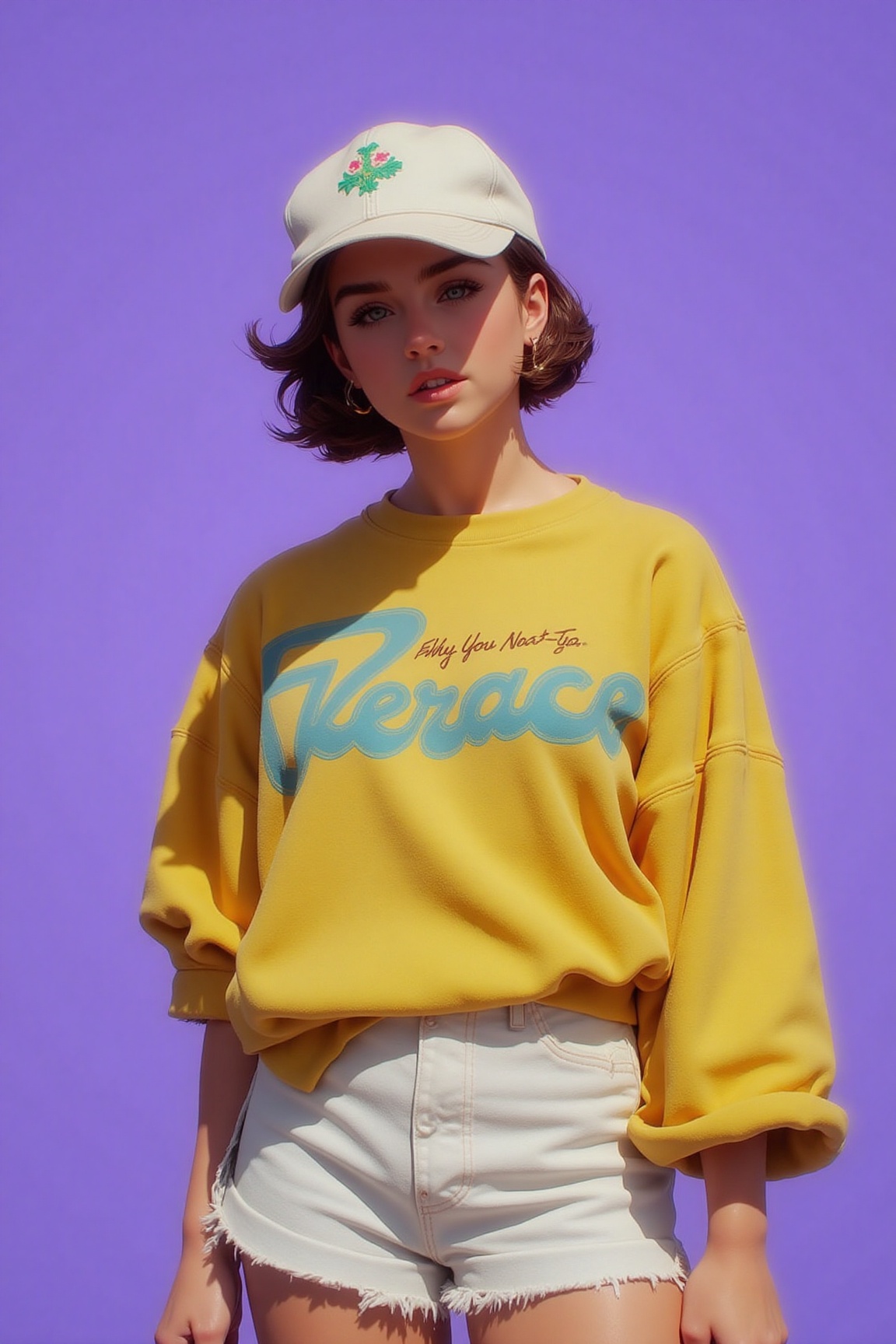 Anime illustration. Kawaii style. 16yo girl. Wearing 1990s Verace clothing. on Tensor.Art