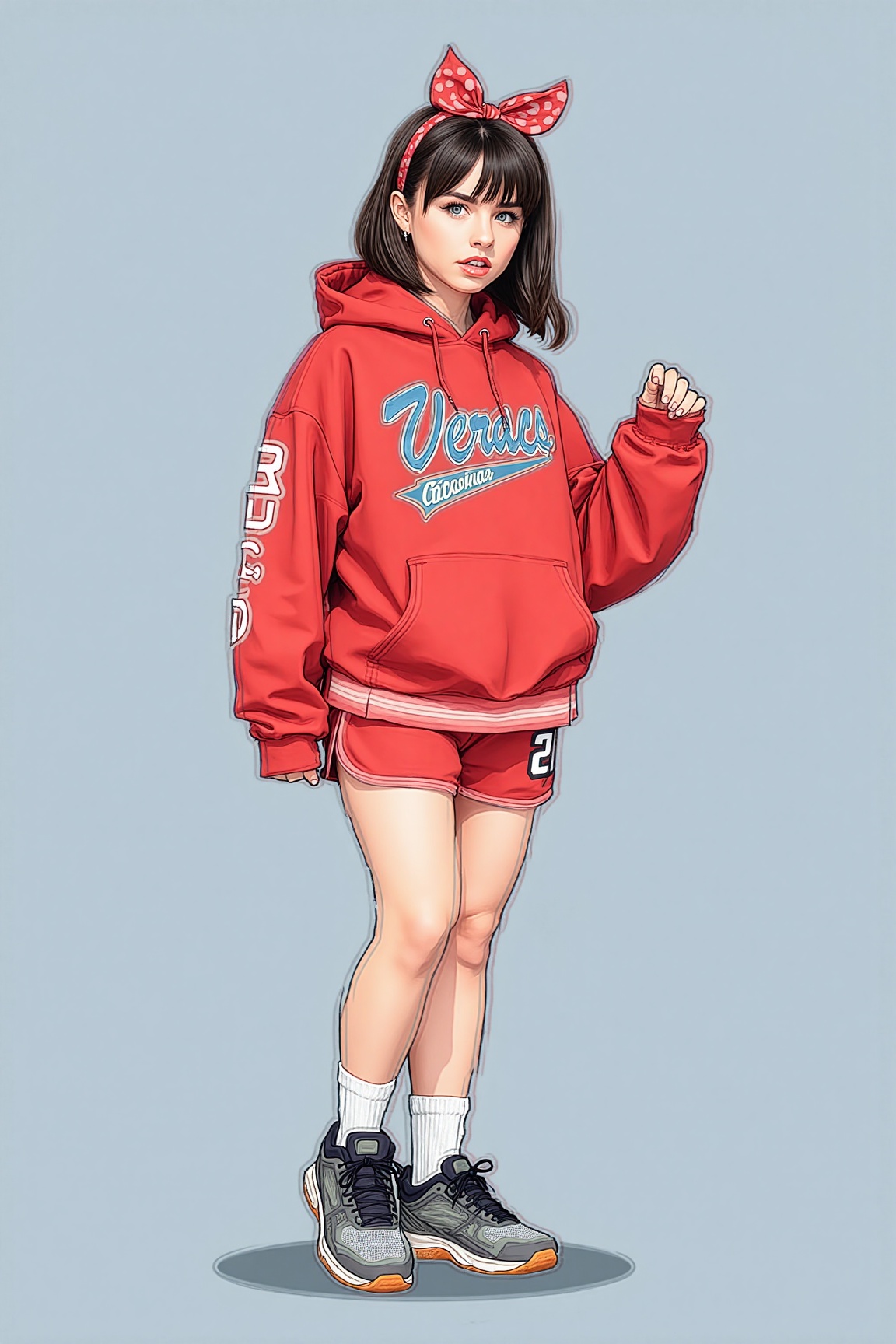 Anime illustration. Kawaii style. 16yo girl. Wearing 1990s Verace clothing. on Tensor.Art