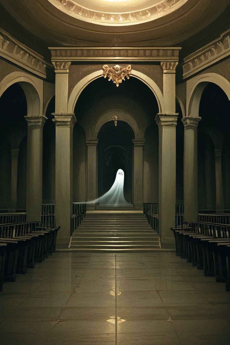 Anime ghost girl guarding ancient artworks in a haunted gallery,  spooky but beautiful anime aesthetic on Tensor.Art