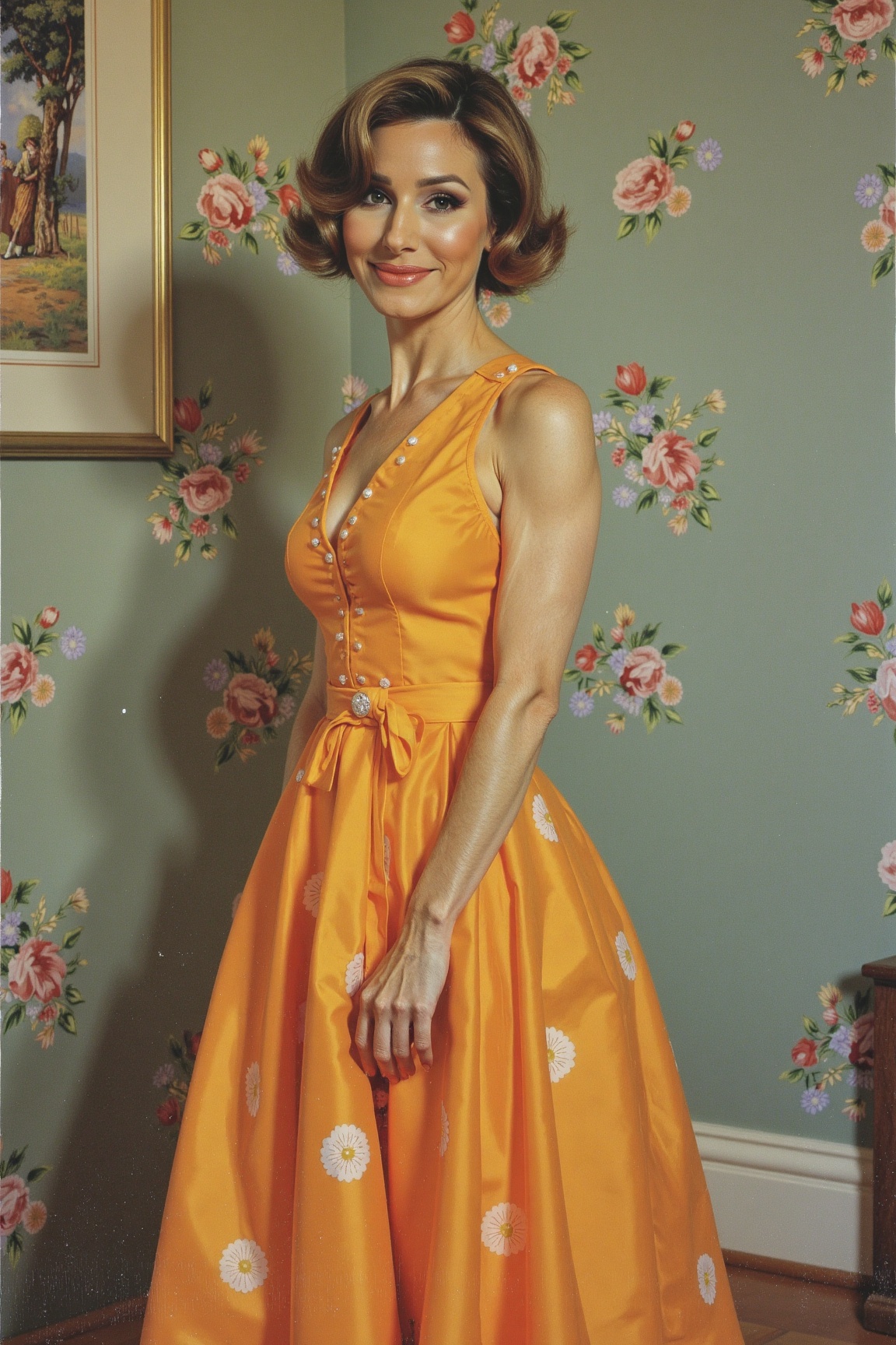 Kawaii style Oil painting of 16yo girl Wearing 1950s clothing on Tensor.Art