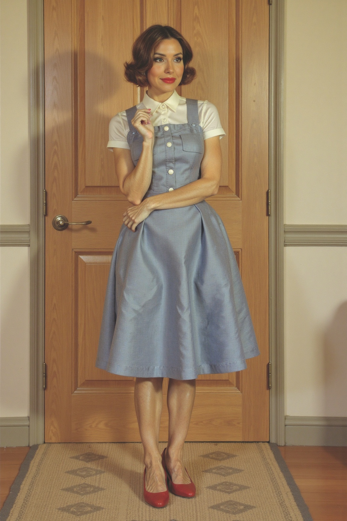 Kawaii style Oil painting of 16yo girl Wearing 1950s clothing on Tensor.Art