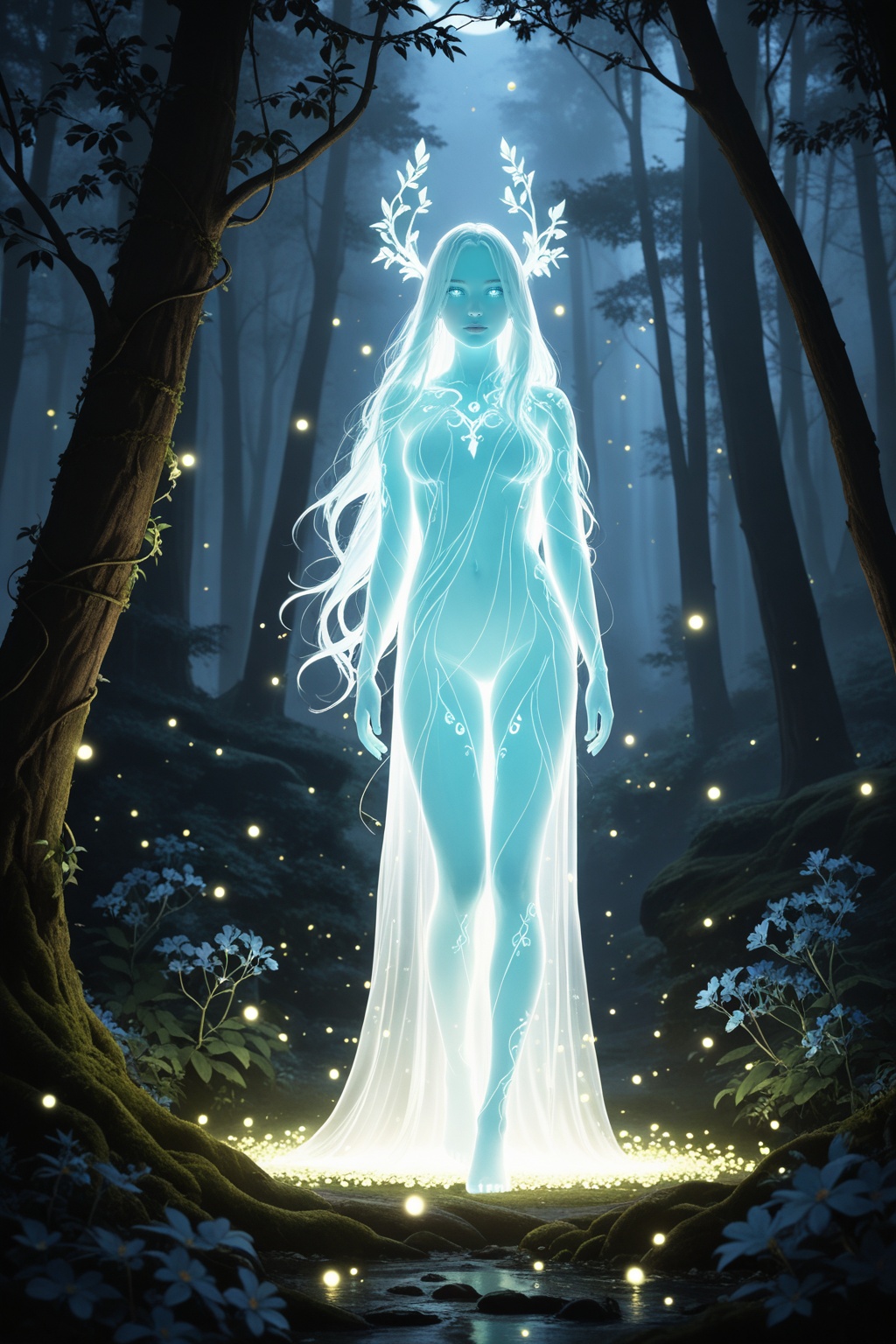 1girl,  ethereal forest spirit,  glowing translucent skin on Tensor.Art