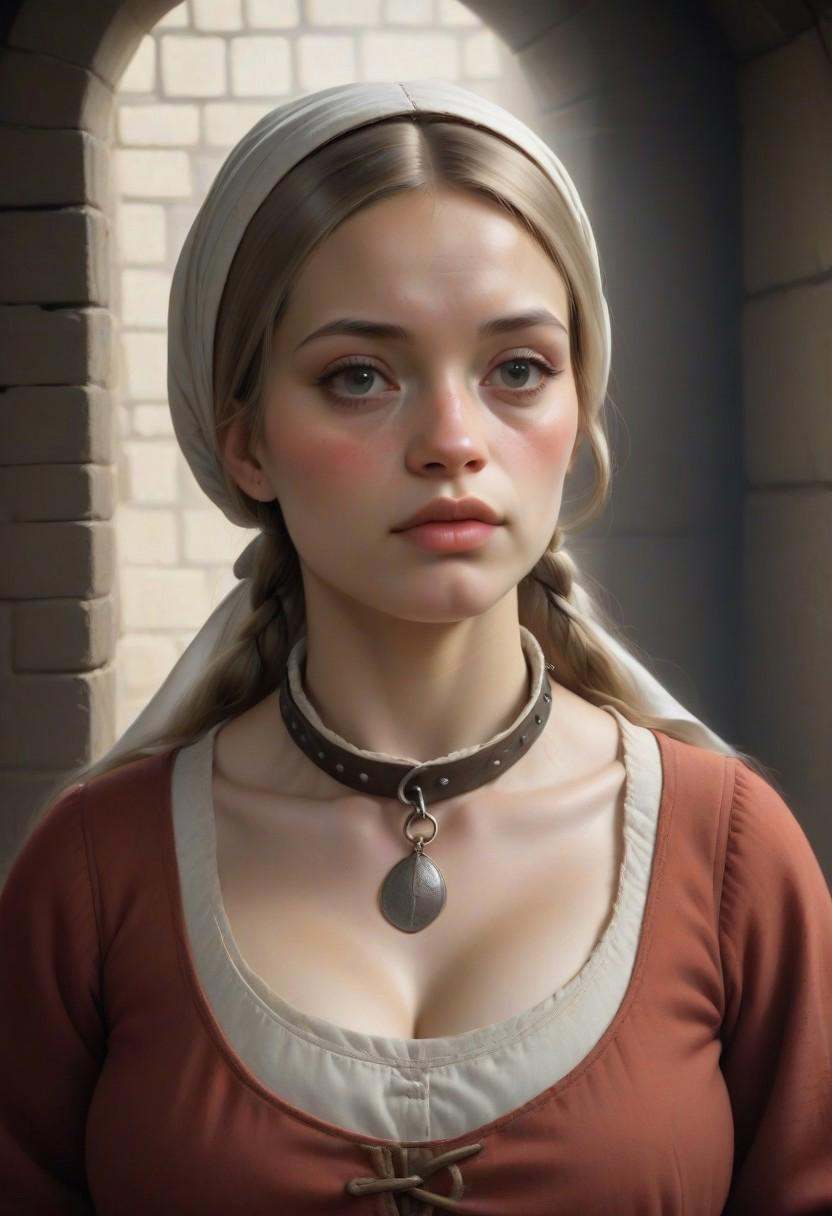 portrait of Guin,  medieval peasant girl,  slave collar on Tensor.Art