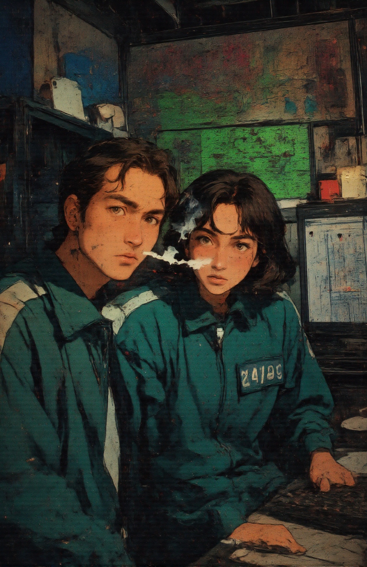 candid image,  close up a woman and a man smoking,  angry face on Tensor.Art