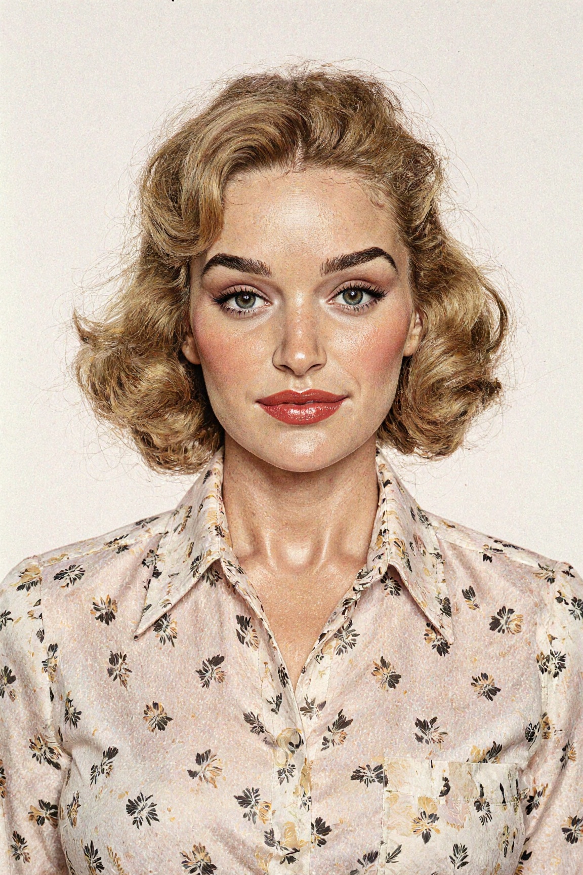 Illustration. editorial portrait. 16-year-old 5'0" Brianne. Wearing 1950s clothing on Tensor.Art