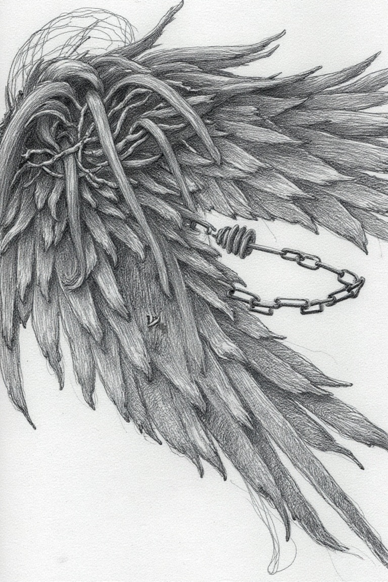 ((p3nc1lsketch drawing Woven from the shackles of the lyrics of sins silence is my covenant)),  a rescript from the antith...
