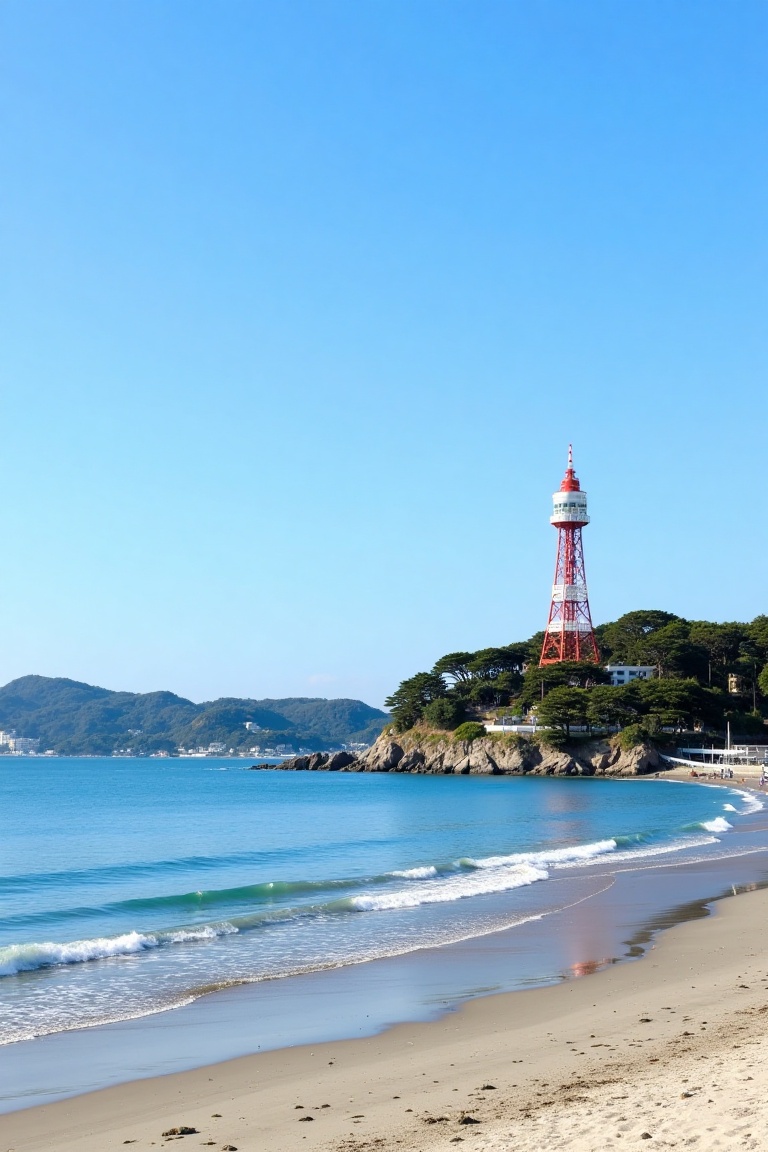 enoshima,  enoshima tower,  blue sky on Tensor.Art
