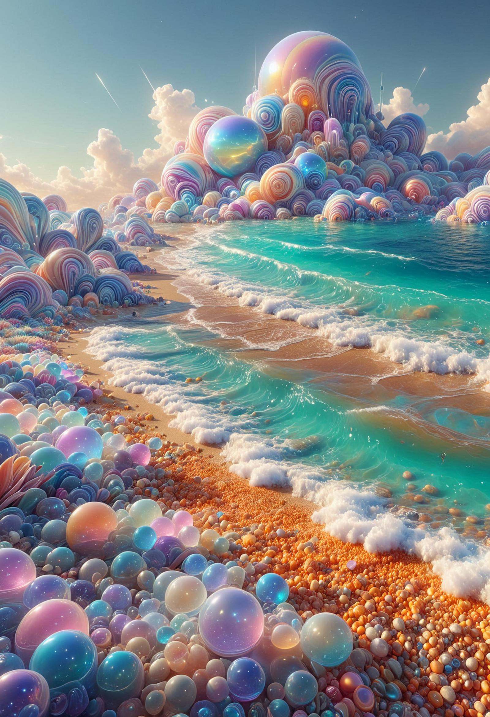 Concept art,  desolate beach and fauna,  Ultrarealistic on Tensor.Art