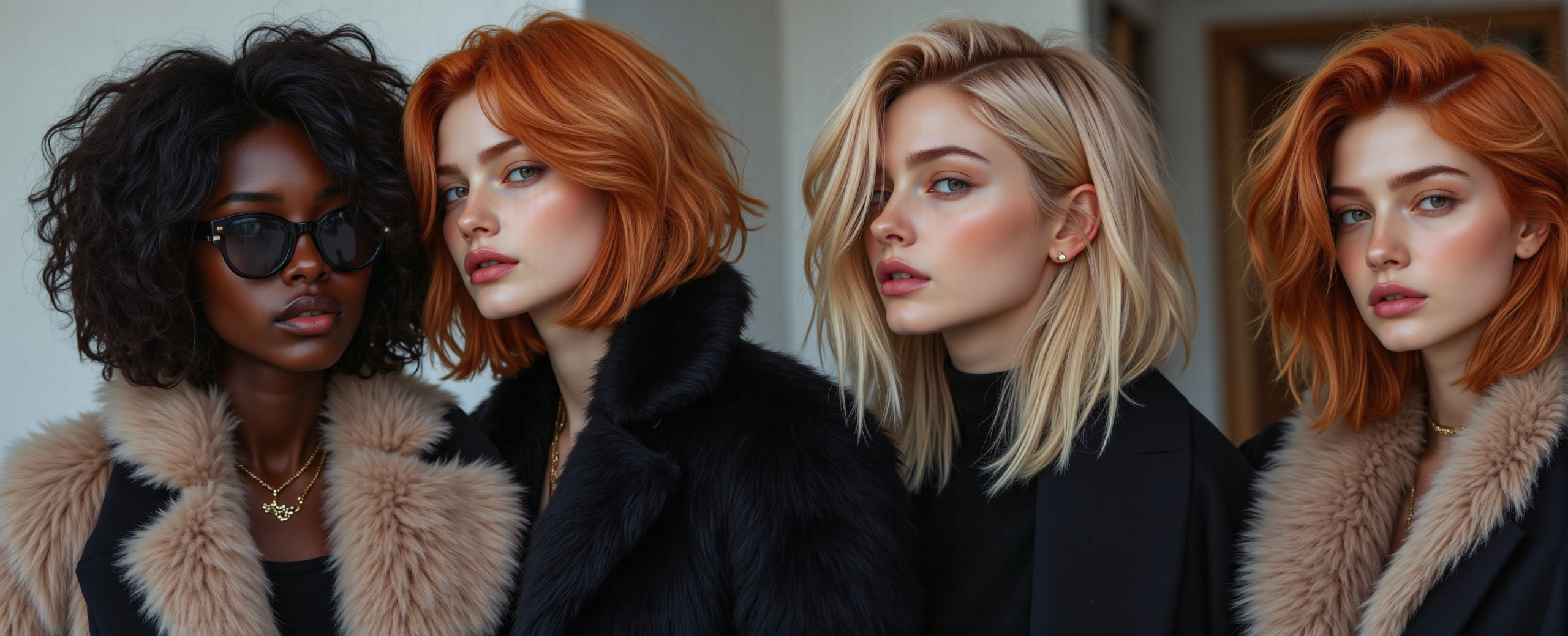 Camilja,  Karina and Bea wear soft,  dark furs on Tensor.Art