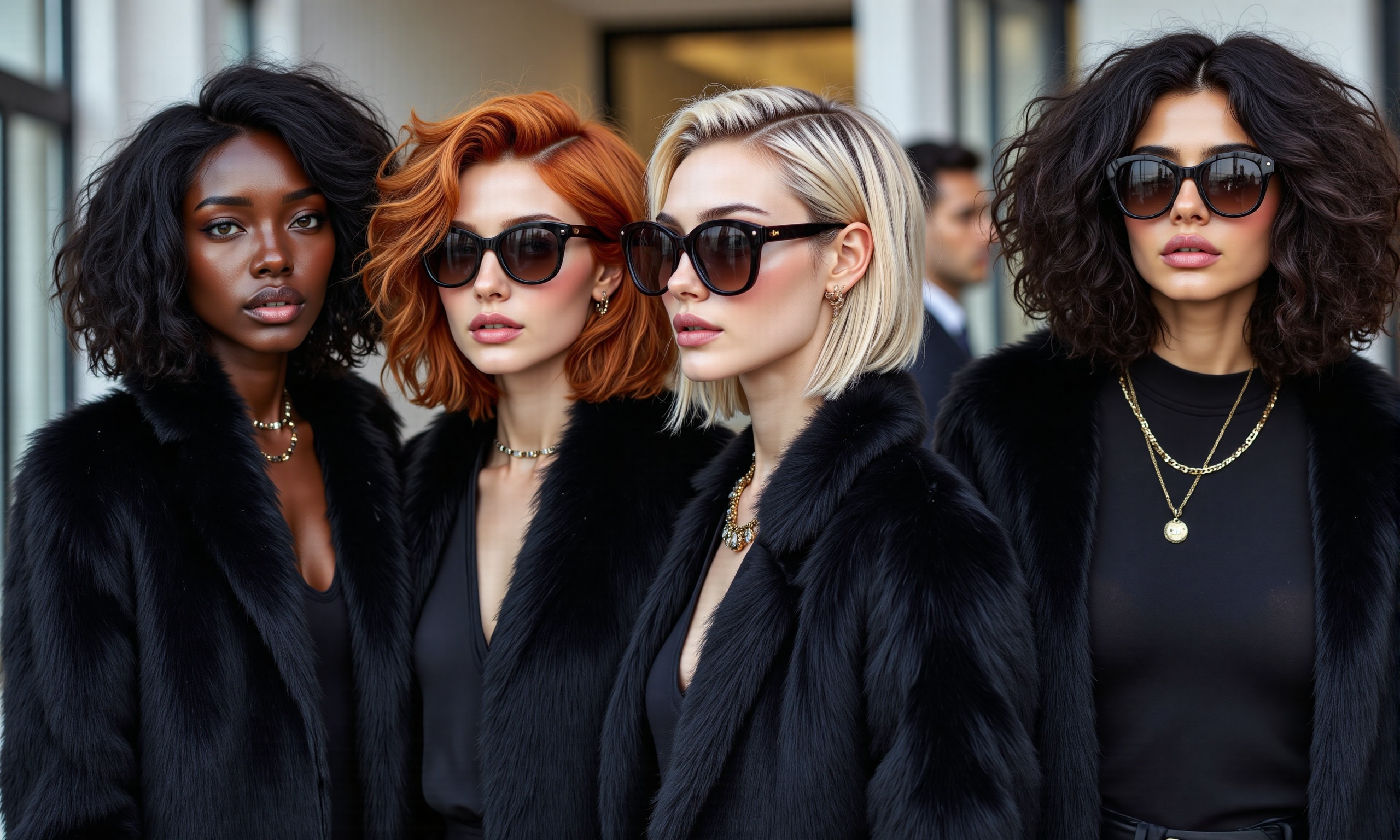 Camilja,  Karina and Bea wear soft,  dark furs on Tensor.Art