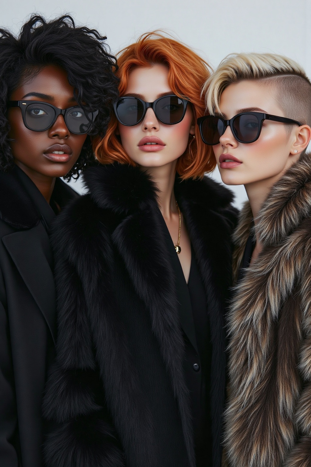 Camilja,  Karina and Bea wear soft,  dark furs on Tensor.Art