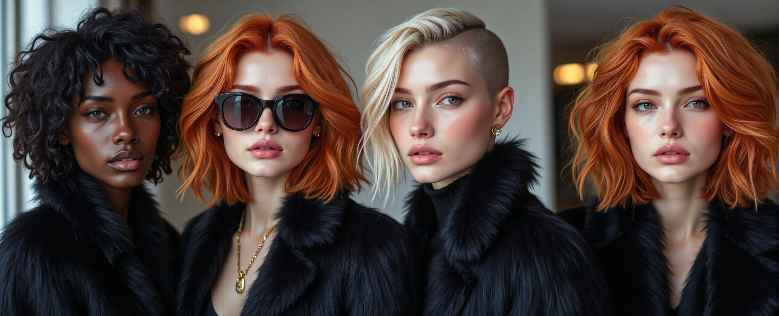 Camilja,  Karina and Bea wear soft,  dark furs on Tensor.Art