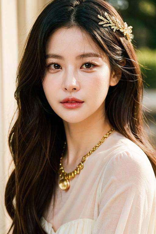 a high-resolution,  softly lit photograph featuring an Asian woman with a delicate,  ethereal appearance. She has long on...