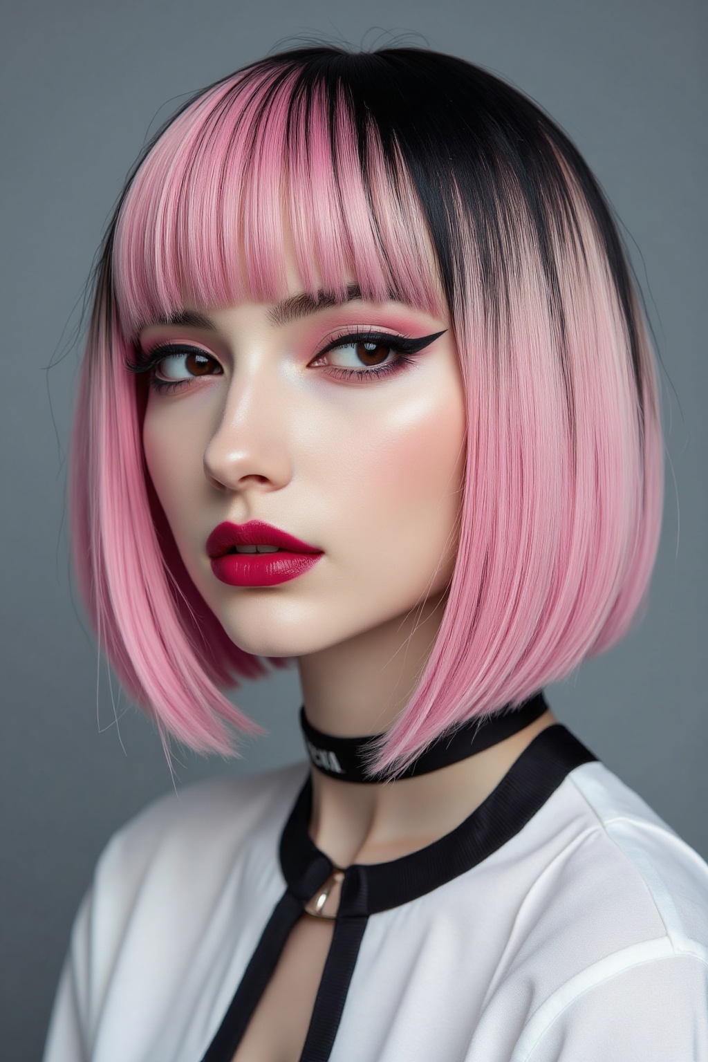 BOB cut,  colour hair,  half size shot on Tensor.Art
