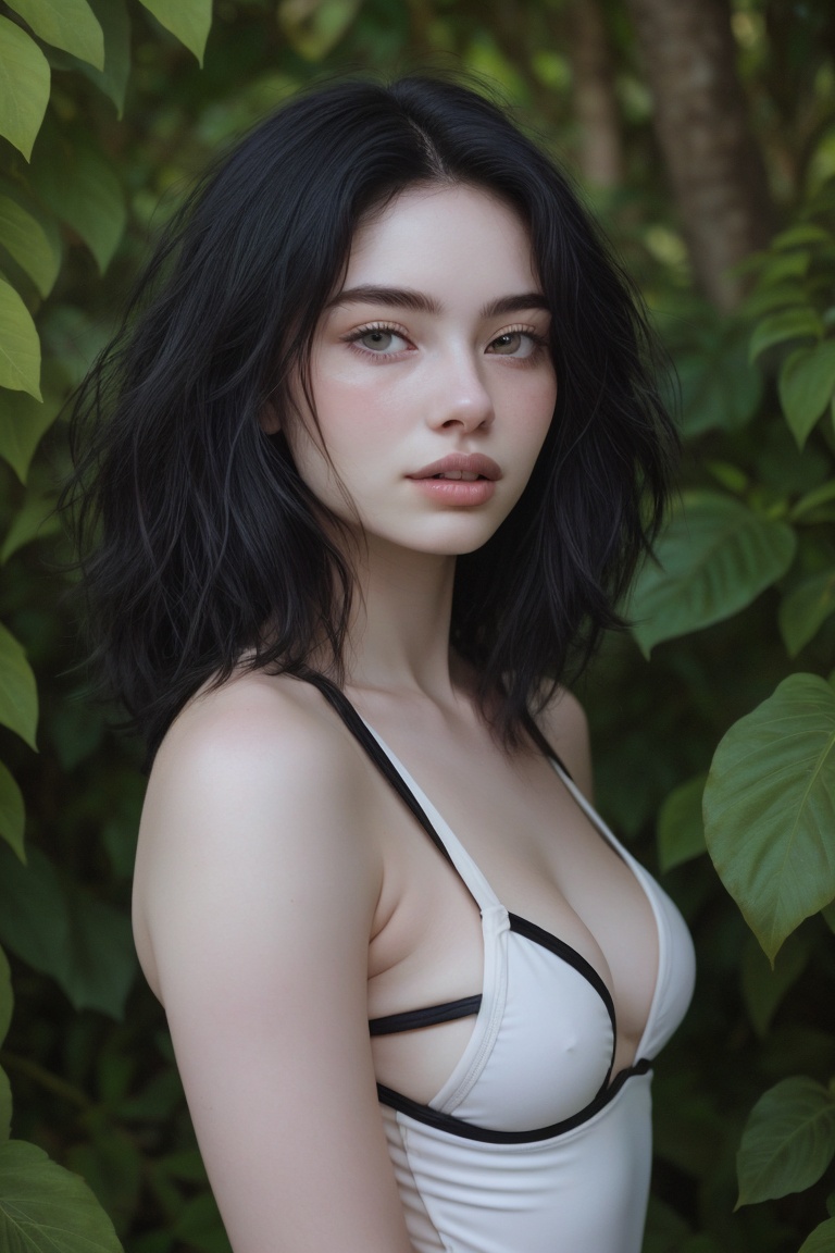Soft focus captures the serene atmosphere as a young woman stands confidently in a minimalist room with a calming pastel g...
