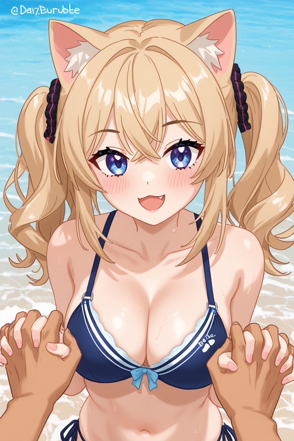 Cat barley grated yam（virtual streamer）. swimsuit. bra to hold hands.Dazed. boobs on Tensor.Art