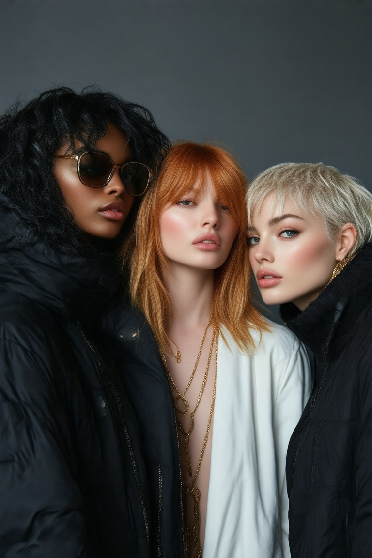 Camilja,  Karina and Bea wear soft,  dark furs on Tensor.Art
