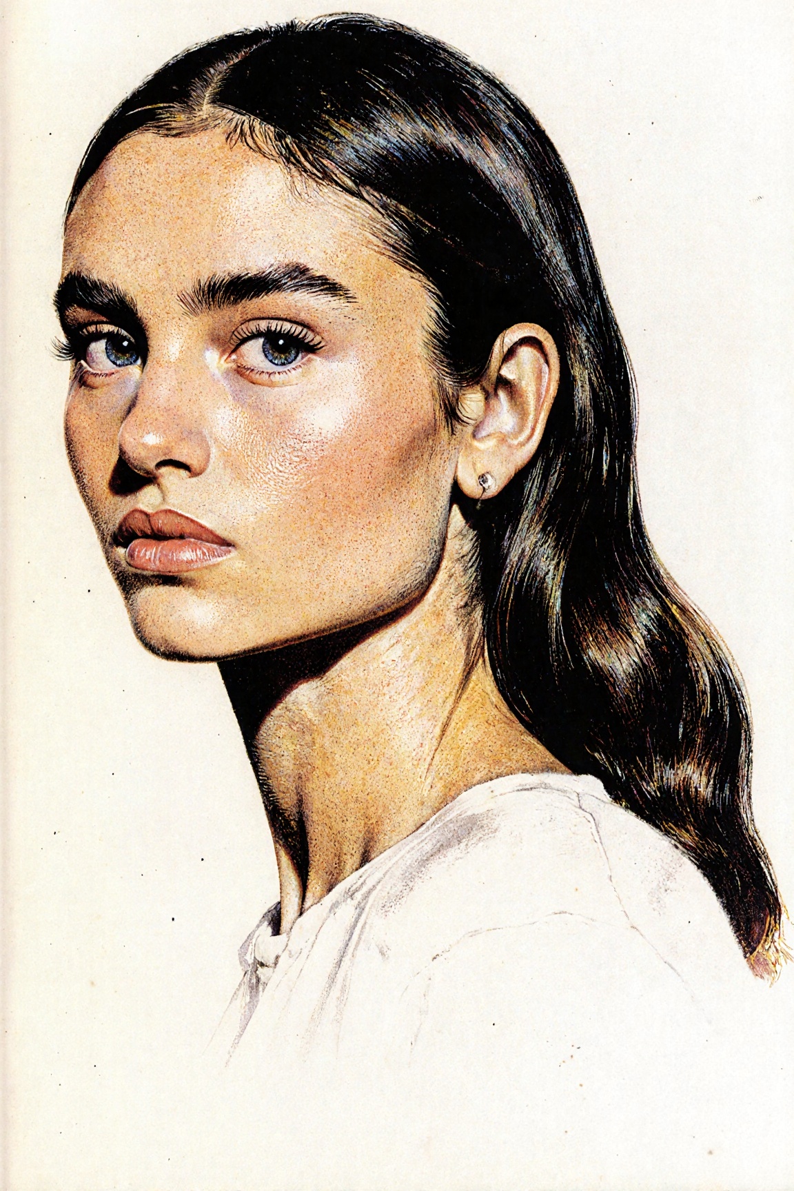 Frank Frazetta style illustration. Close-up portrait of Leni on Tensor.Art