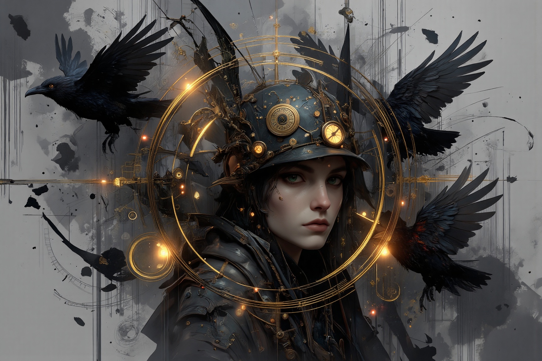 MJv7 style animaaal,  The image is a striking piece of digital art that combines elements of fantasy and science fiction....