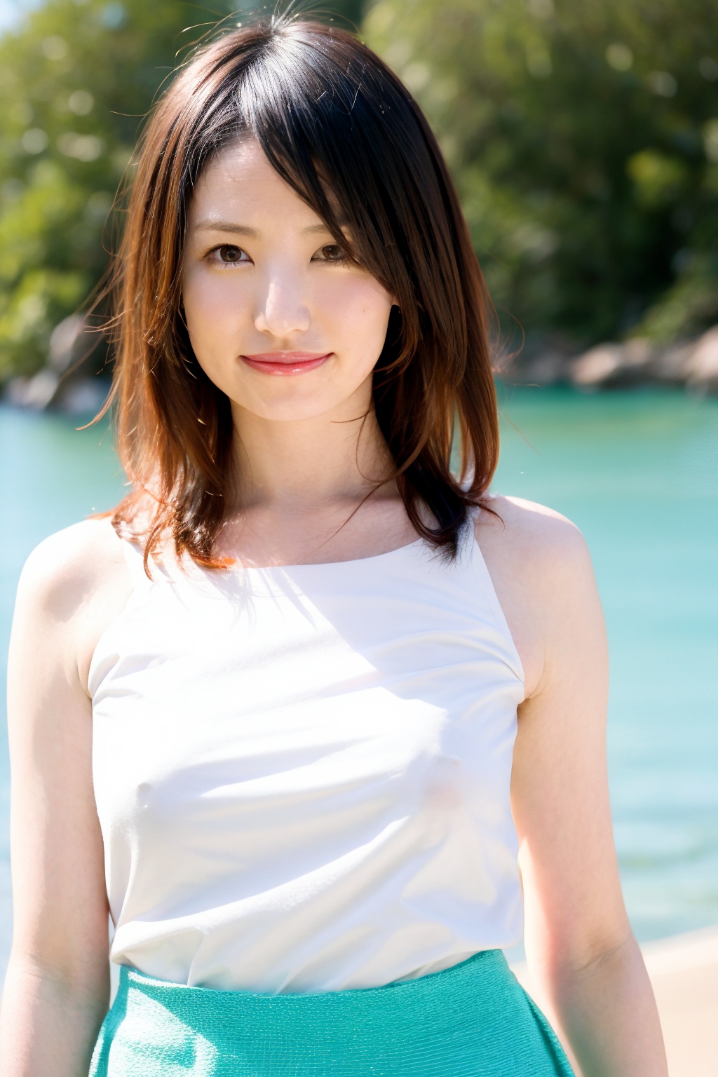 (light brown hair),  Ultra mini skirt,  Looking at Viewer on Tensor.Art