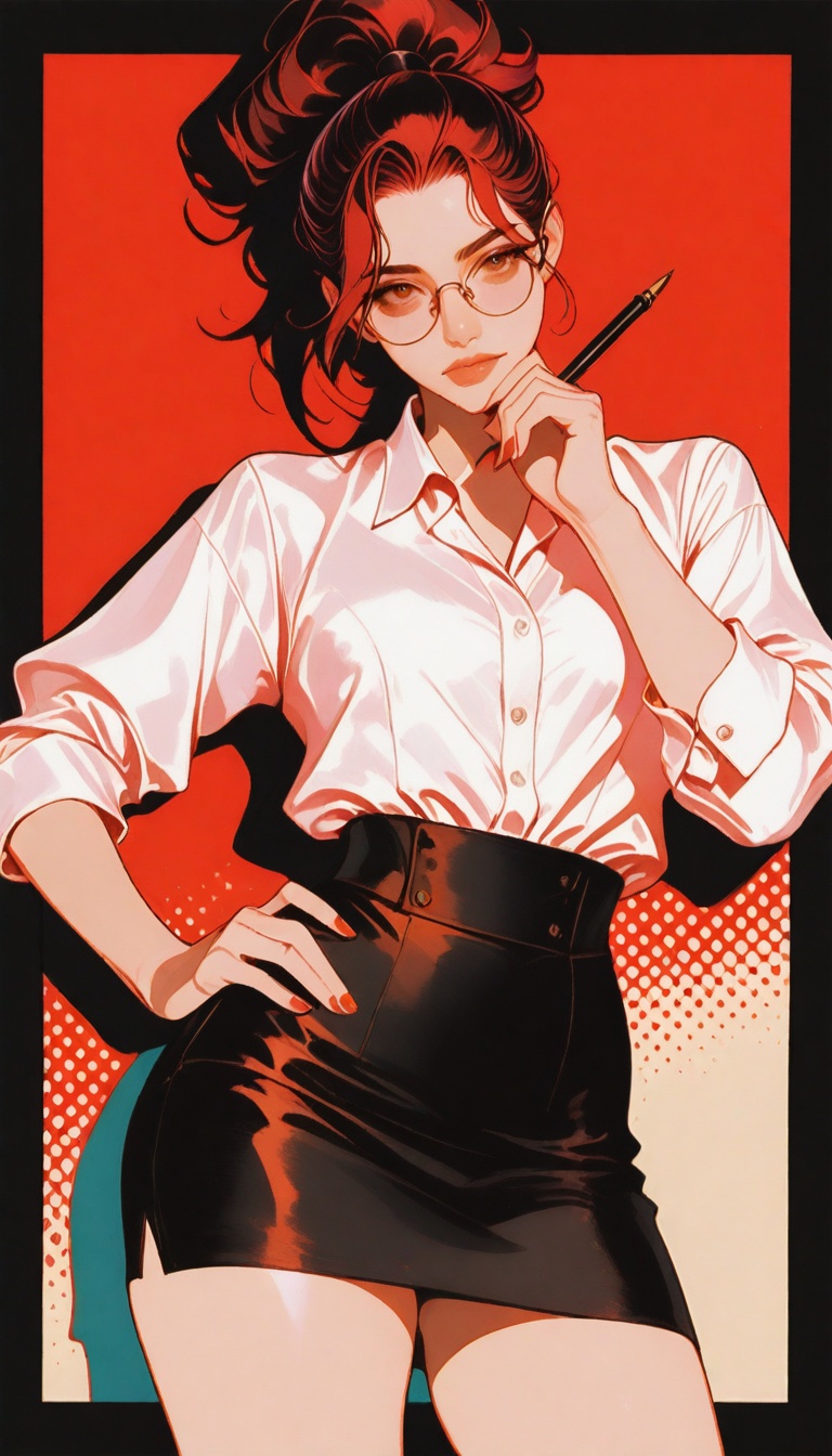 1girl,  solo,  dark red hair on Tensor.Art