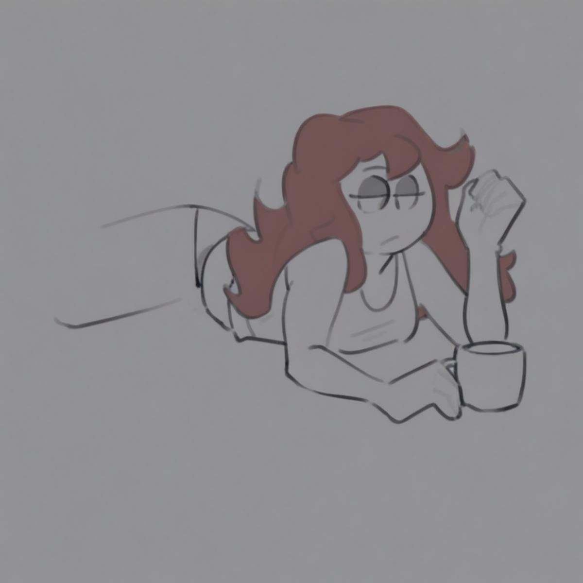 red hair,  lying,  long hair on Tensor.Art