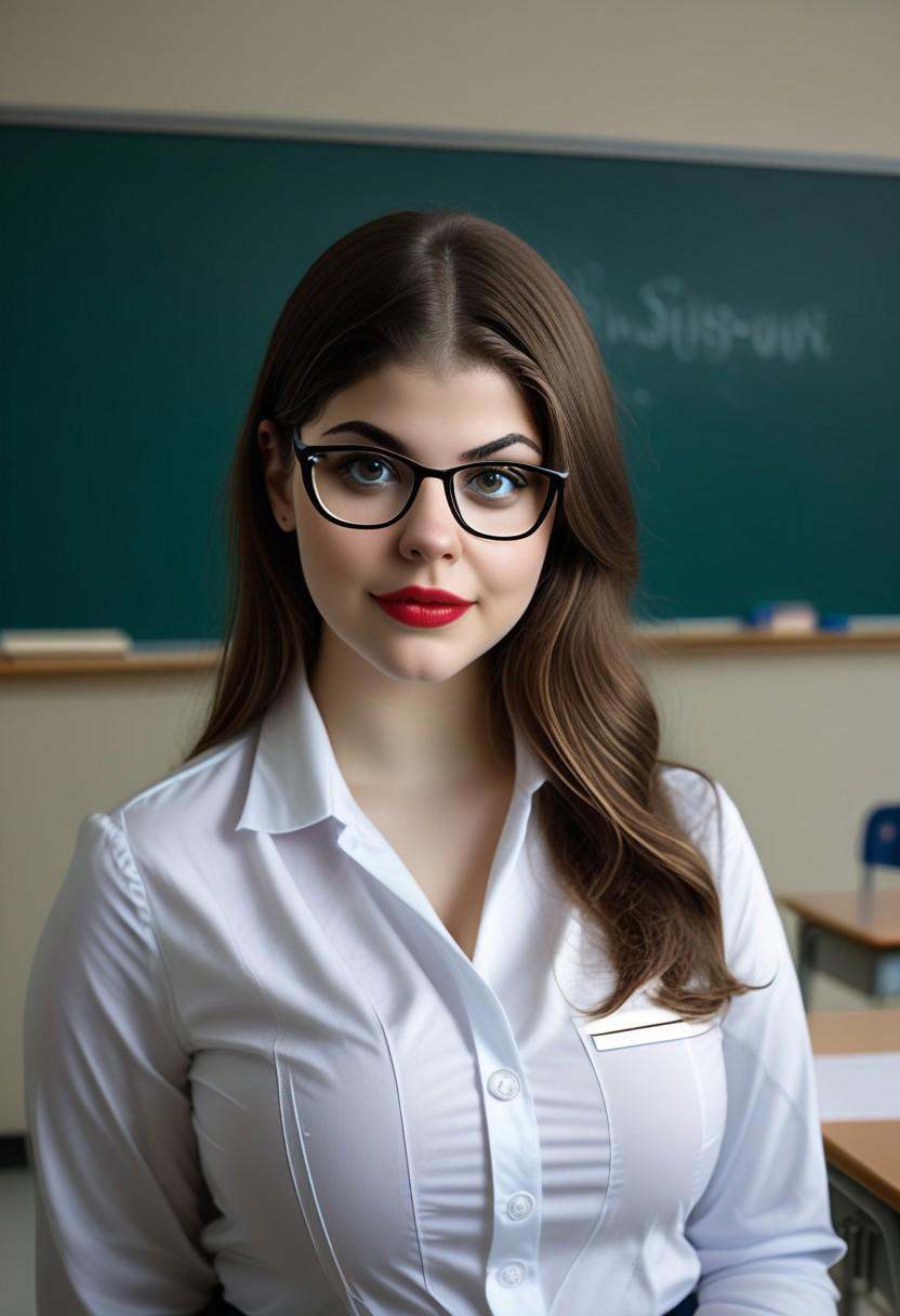 PaulaBr33n as a college professor teaching in a classroom,  giving a lecture,  eyeglasses on Tensor.Art