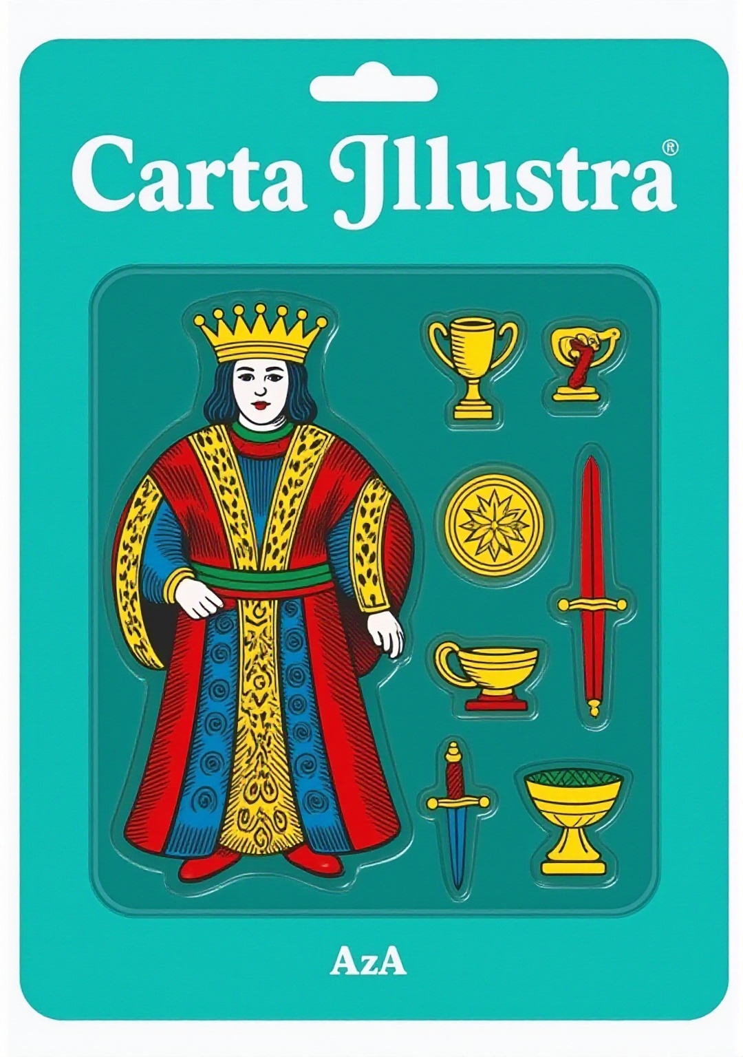 sf,  The figurine is packaged in a teal plastic case with a clear plastic window. A regal king ,  intricate patterns on hi...