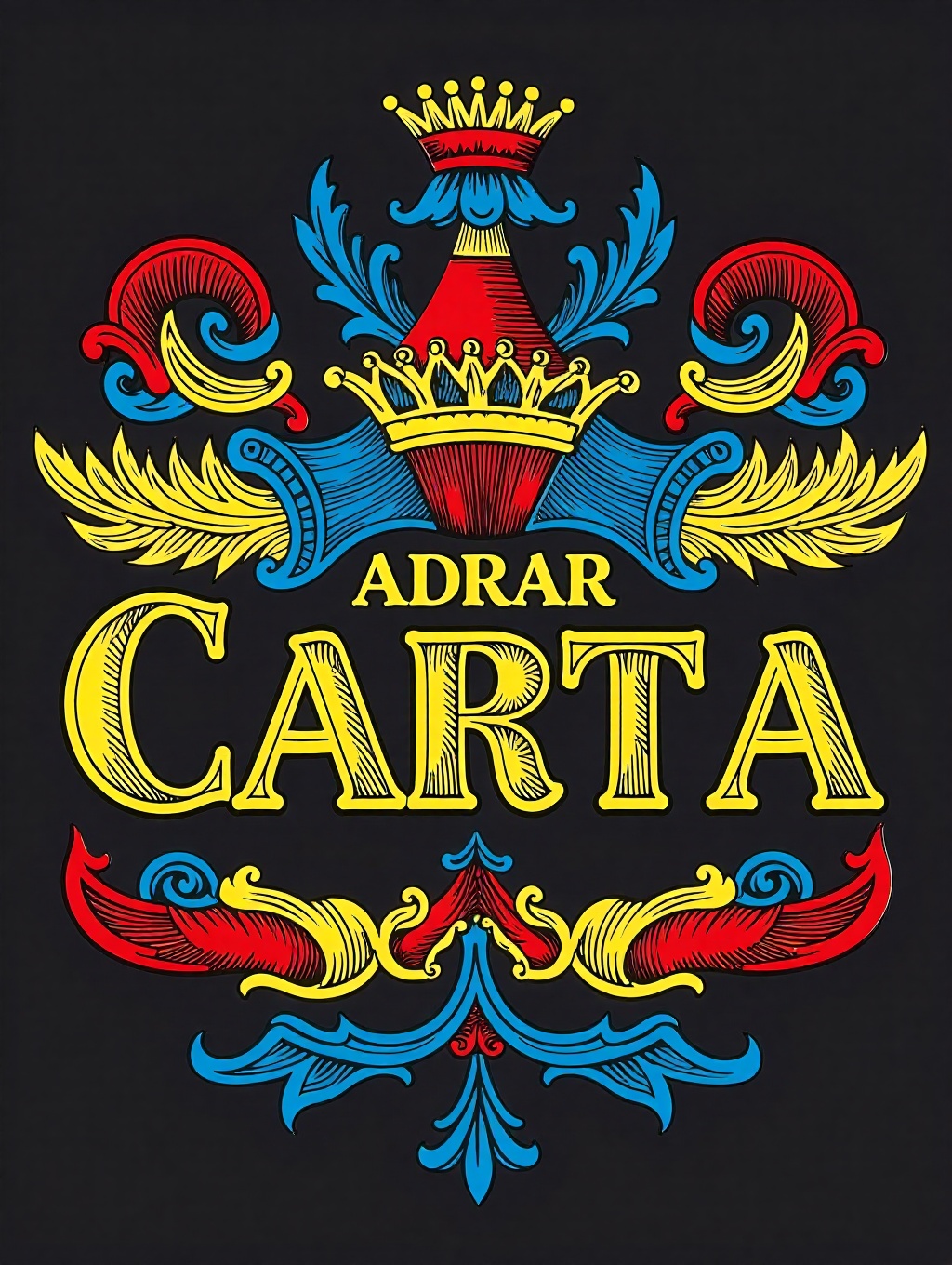 "ADRAR CARTA" 3d title decorative elements illustration,  adrr-ronda style,  . on Tensor.Art