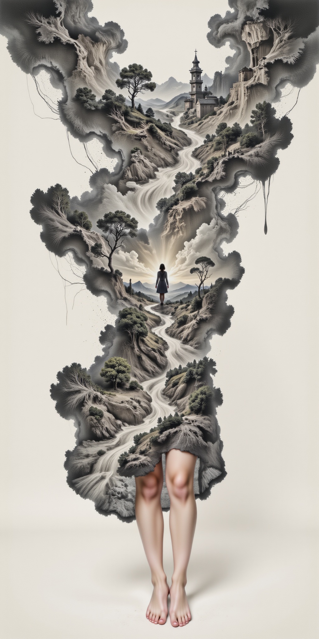 Surreal digital illustration painting in the style of Asa CHEN,  Charcoal pencil drawing effect,  image view on Tensor.Art