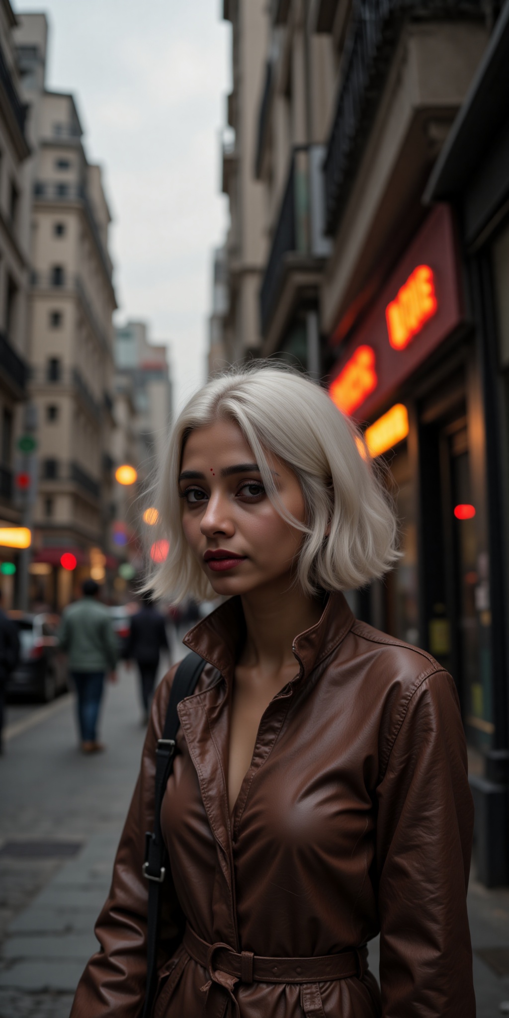 cinematic photo a playful woman As Amelie from Amelie,  wandering through the streets of Montmartre,  her world filled wit...