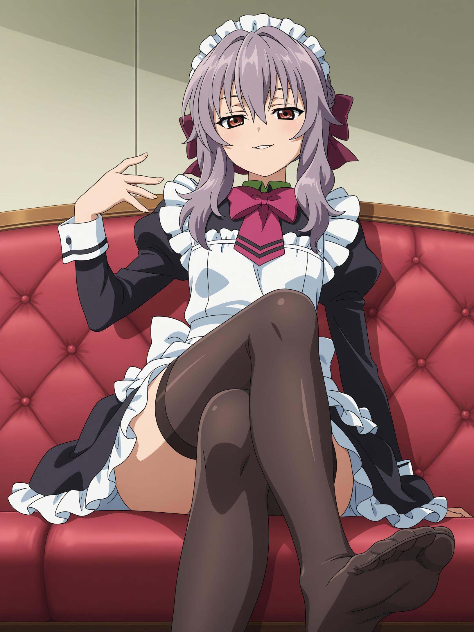 shinoa,  seductive smile,  thighhighs on Tensor.Art