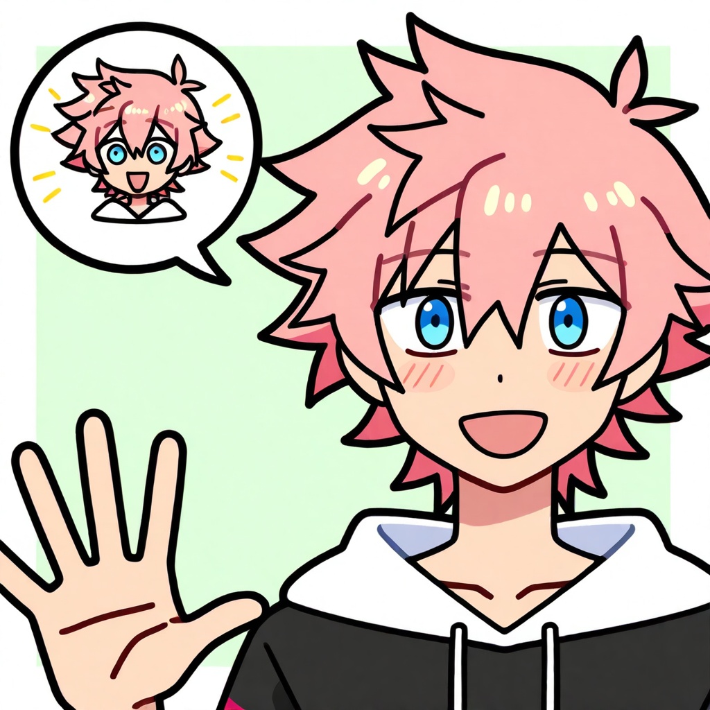anime boy,  cute,  waving on Tensor.Art