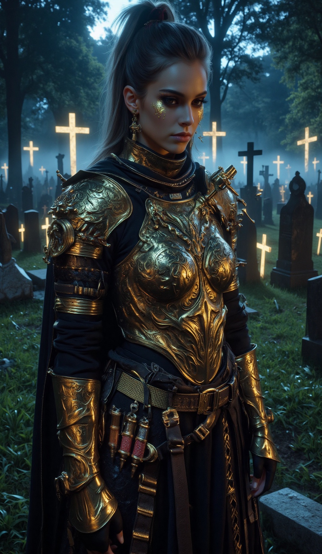 A majestic,  young queen-warrior,  bathed in the soft on Tensor.Art
