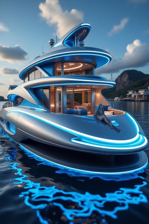 undersea,  a Future technology luxury ship section like a submarine : blue light,  futuristic hull on Tensor.Art