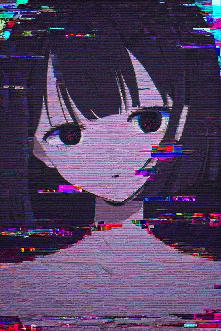 Beautiful anime girl with glitch effects over her face,  futuristic digital surreal style,  high detail on Tensor.Art
