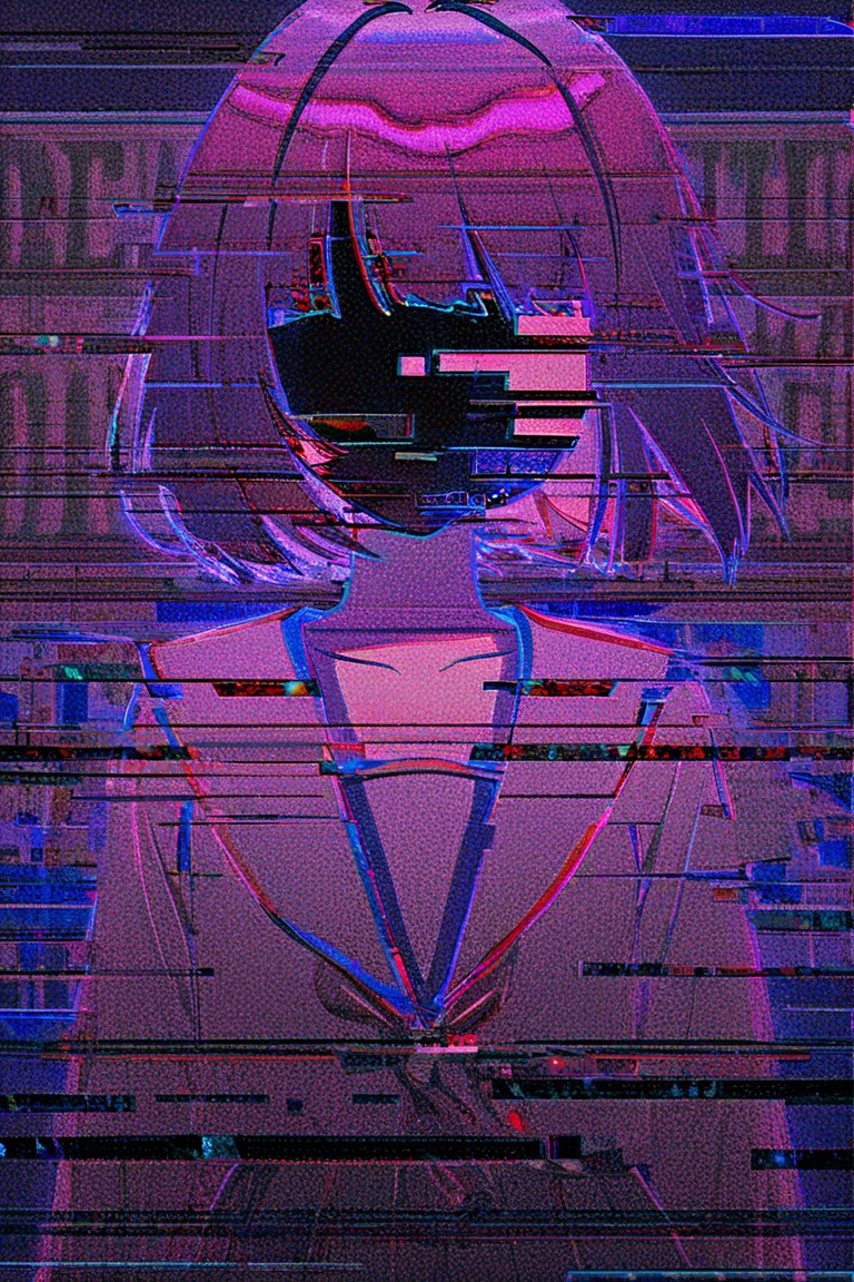 Beautiful anime girl with glitch effects over her face,  futuristic digital surreal style,  high detail on Tensor.Art