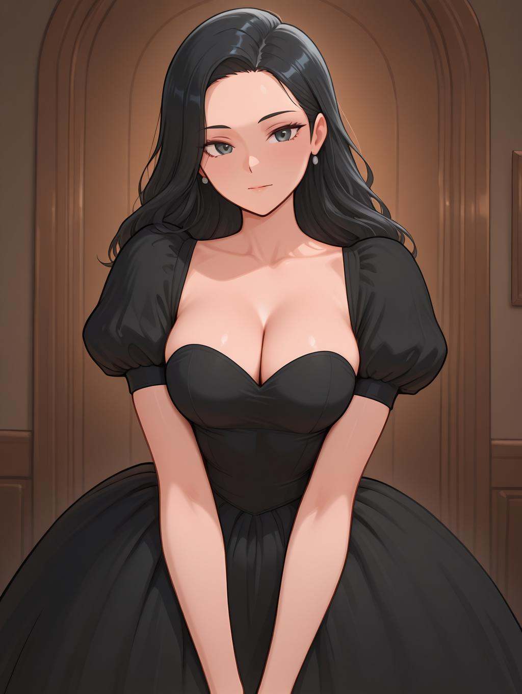 1girl,  black shirt,  black skirt on Tensor.Art