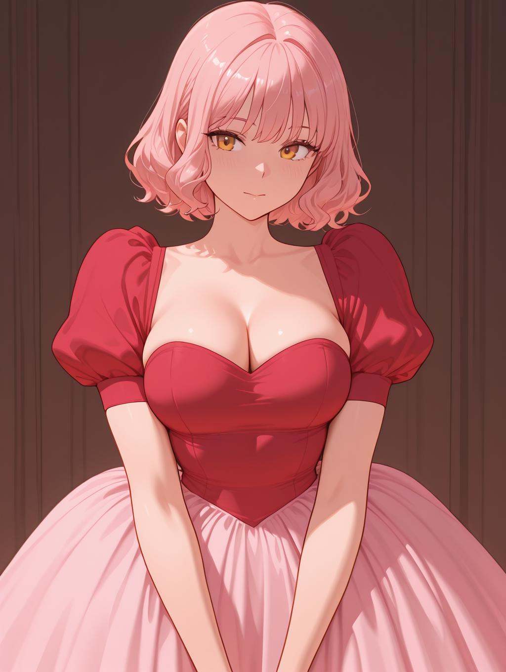 1girl,  red shirt,  pink skirt on Tensor.Art