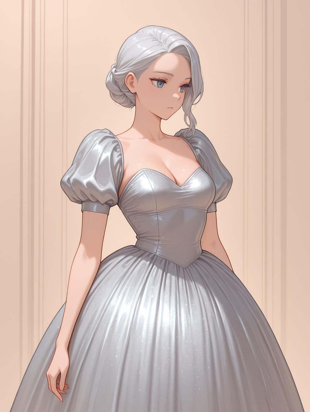 1girl,  silver shirt ,  silver skirt on Tensor.Art