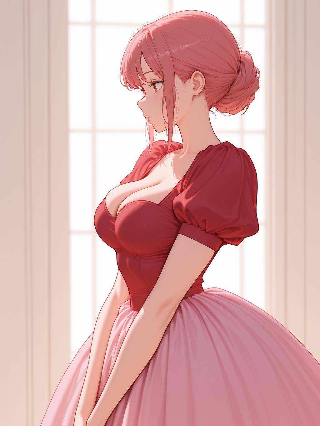 1girl,  red shirt,  pink skirt on Tensor.Art