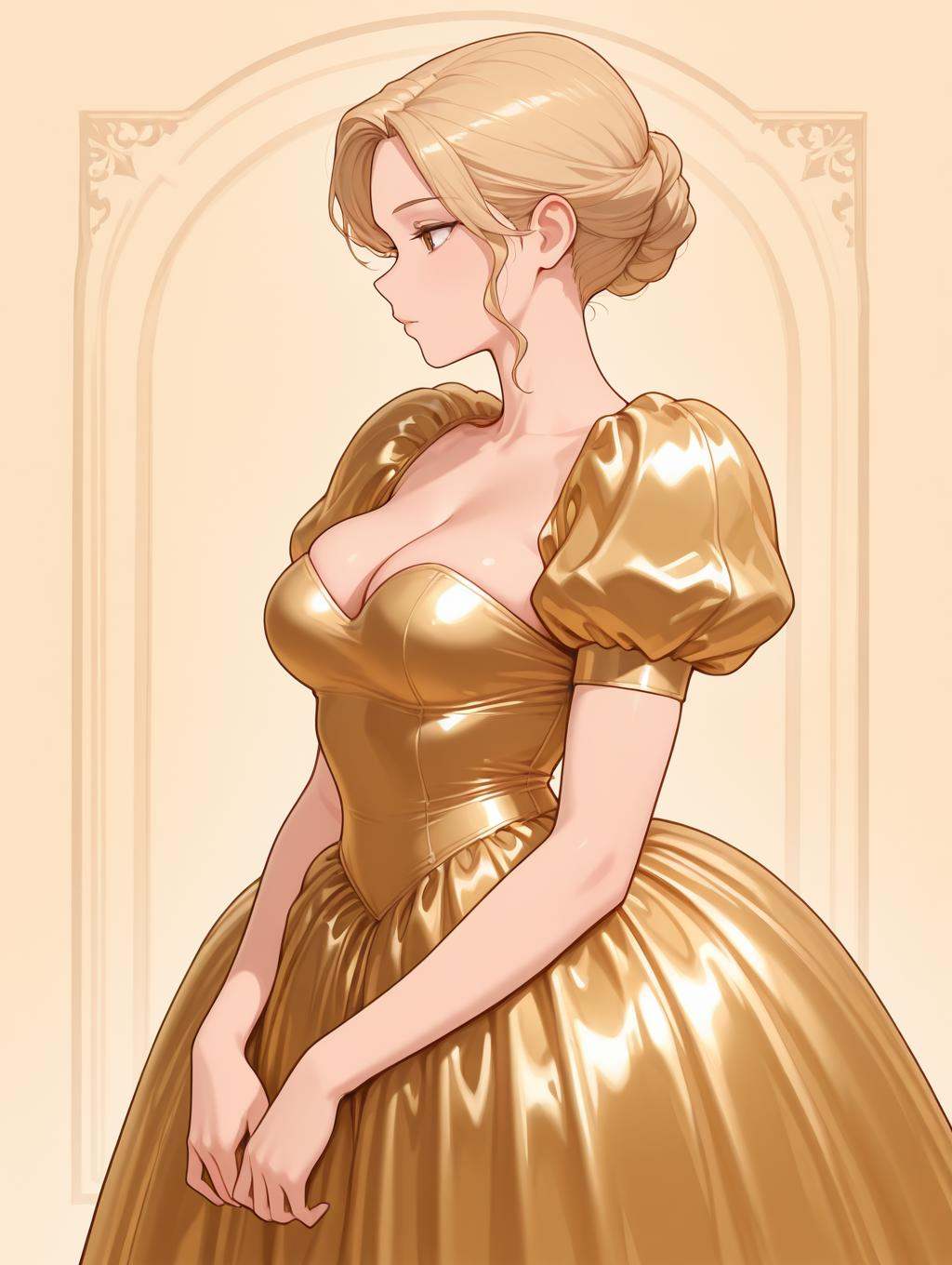 1girl,  golden shirt ,  golden skirt on Tensor.Art