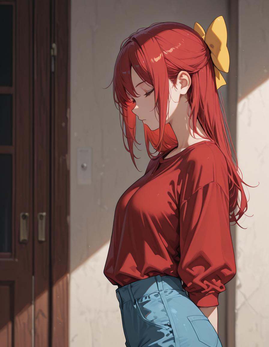 1girl,  red SHIRT,  blue pants on Tensor.Art
