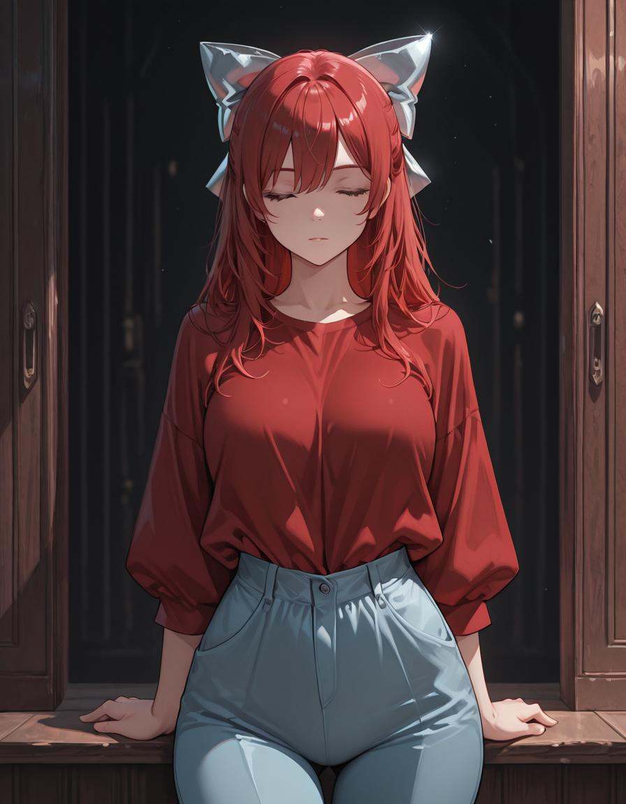 1girl,  red SHIRT,  blue pants on Tensor.Art