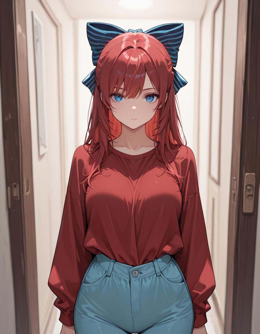 1girl,  red SHIRT,  blue pants on Tensor.Art
